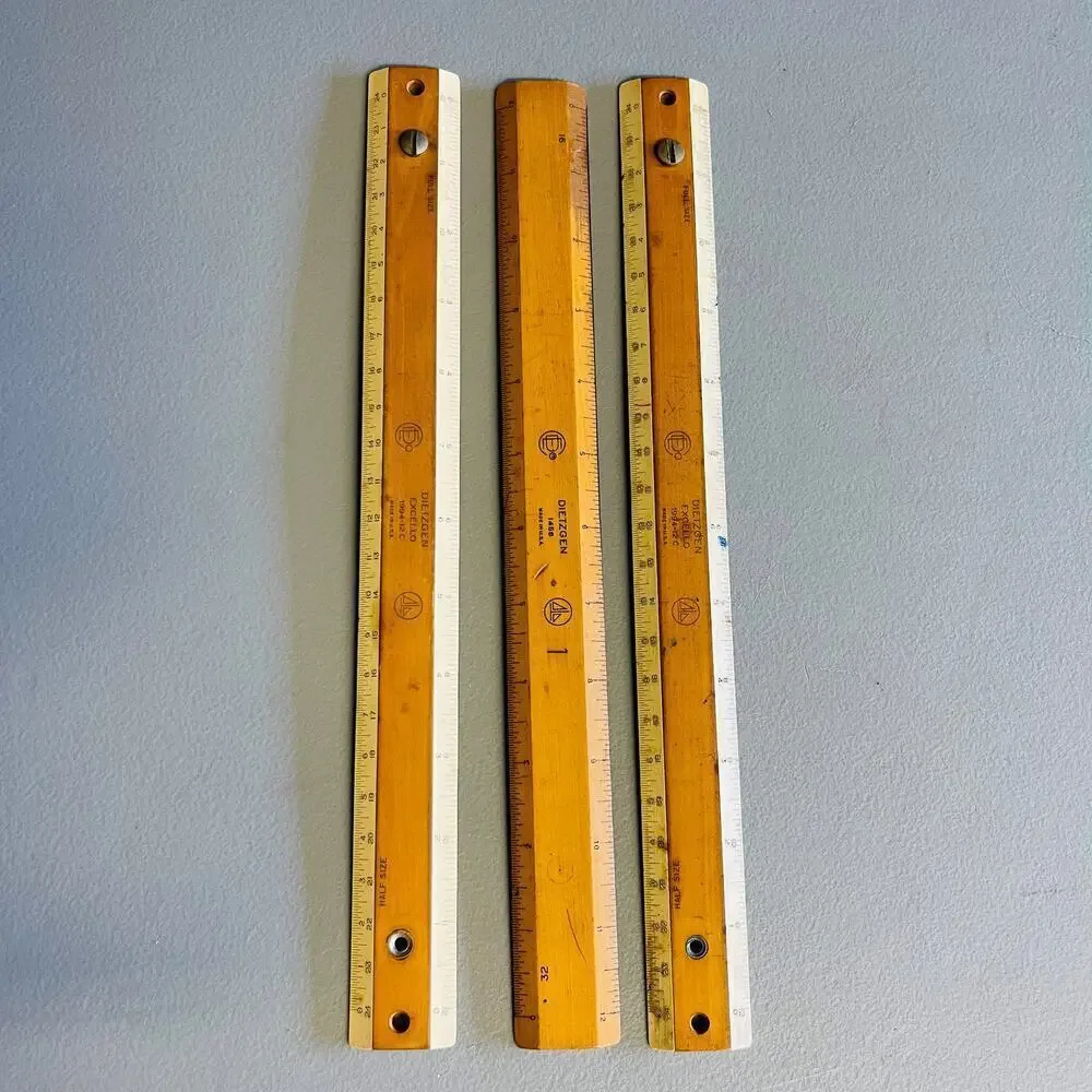 Vintage Dietzen Wooden Ruler Set - Collectible Measuring Tools